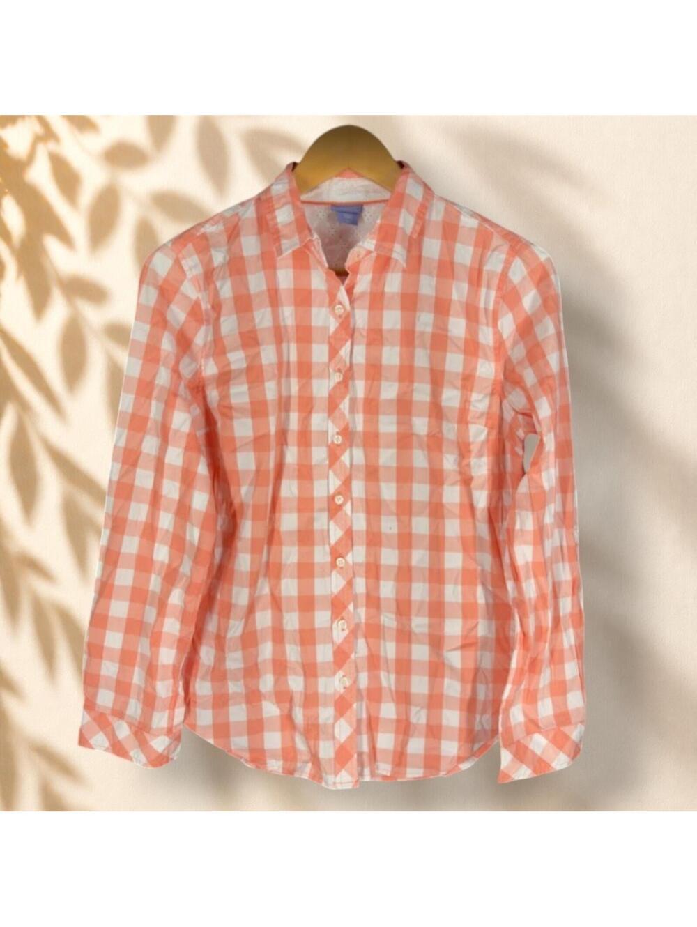 Laura Scott Shirt Women S Small Pink Plaid Button Up Collared Long Sleeve Cotton